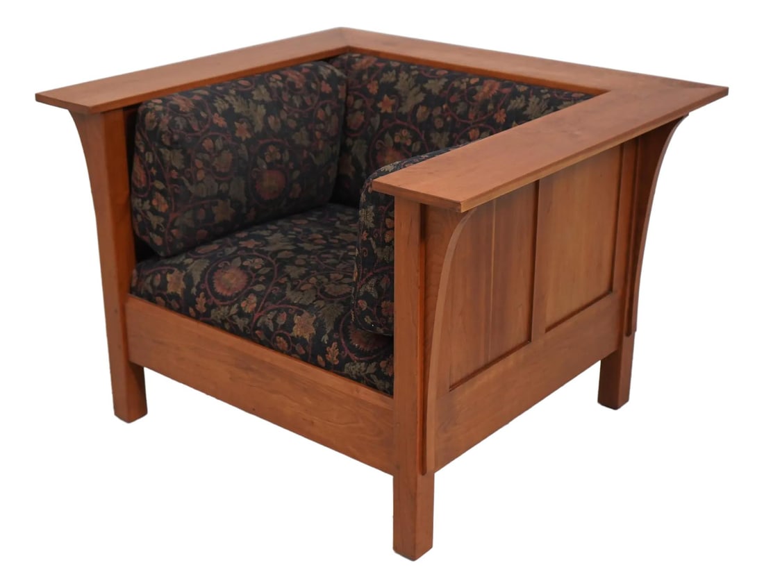 Stickley Mission Cherry Cube Prairie Chair Arts & Crafts Style (1 of 10)