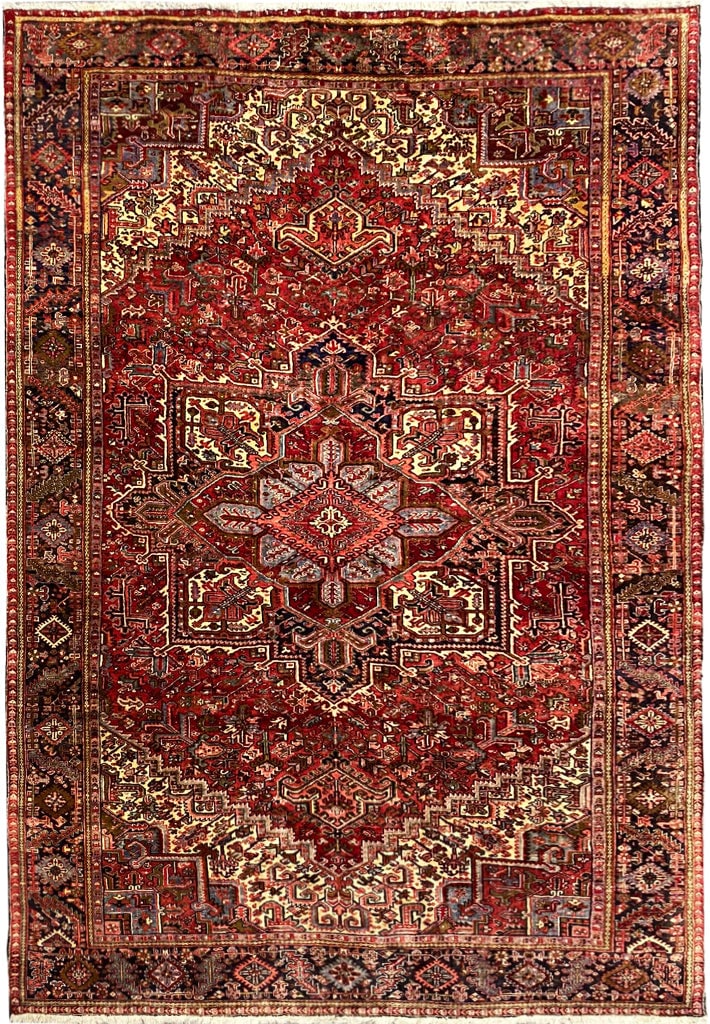 10.3' x 14.3' Hand-Knotted Red Persian Heriz Rug from Iran (1 of 12)