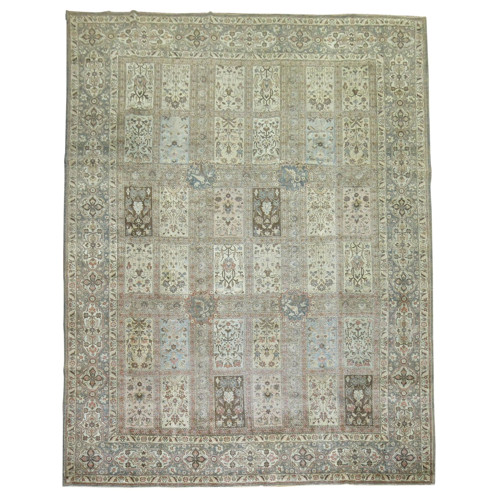 Antique Persian Tabriz Garden Box Design Room Size Rug 120 x 155 in (1 of 8)