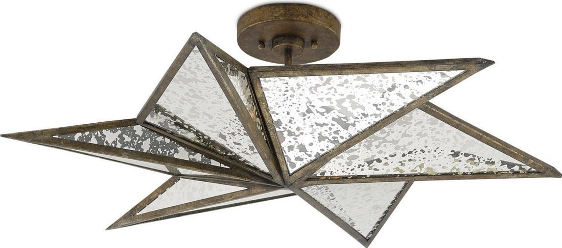 Currey Stargazer Antique Style Star Light Fixture Pyrite Bronze: Currey Stargazer Antique Style Star Light Fixture Pyrite Bronze Illuminate your space with this stunning Artistic Star-Shaped Antique Style Light Fixture, designed to bring a touch of vintage charm to
