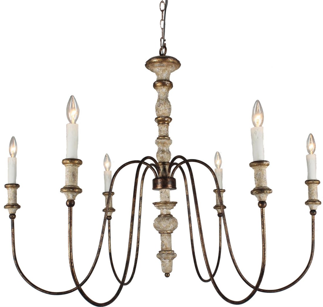 Terracotta Karalea Transitional Bowl Chandelier Washed White 6-Light (1 of 1)