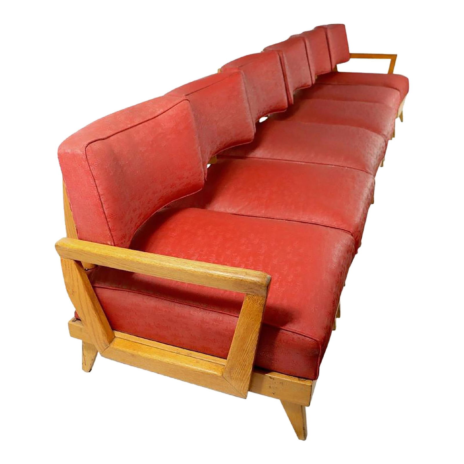 Unique 6-Seat Mid Century Modular Sofa by Uni-Dapt: Unique 6-Seat Mid Century Modular Sofa by Uni-Dapt This extra-long mid-century modular sofa features six distinct sections that can be combined to create a spacious 143-inch long seating arrangement o