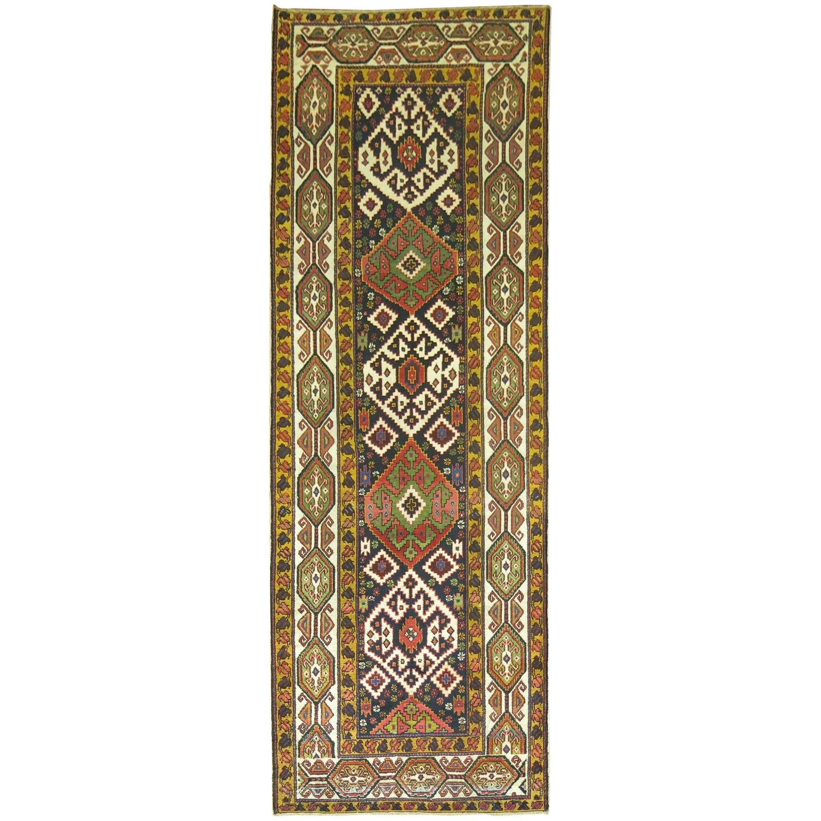 3'9" x 9'10" Wool Bakhtiari Persian Runner Hand-Woven Geometric Design circa 1940 (1 of 5)