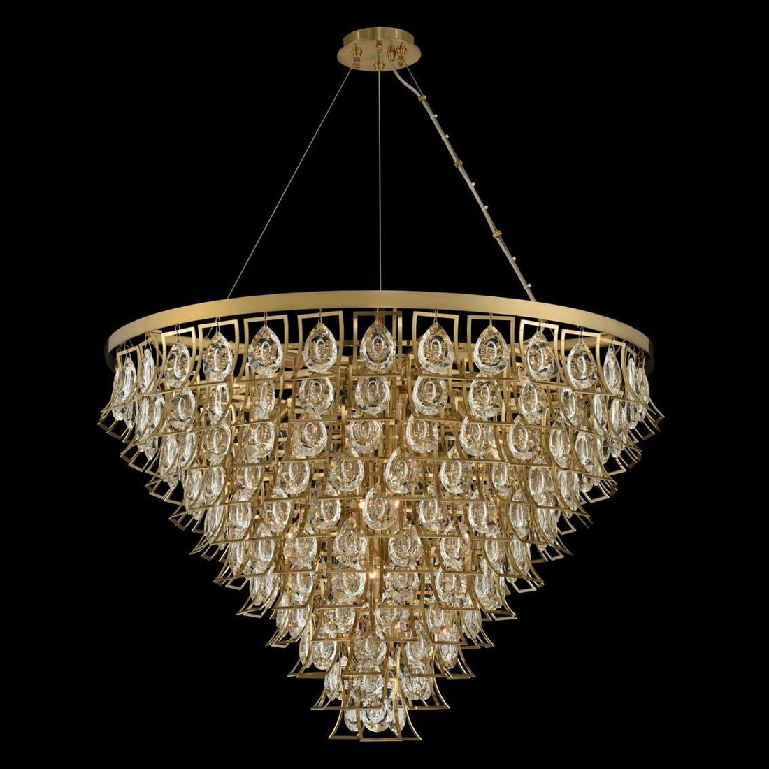 Kalco Carmella Adjustable Pendant Light Brushed Brass Firenze Crystal (1 of 1)