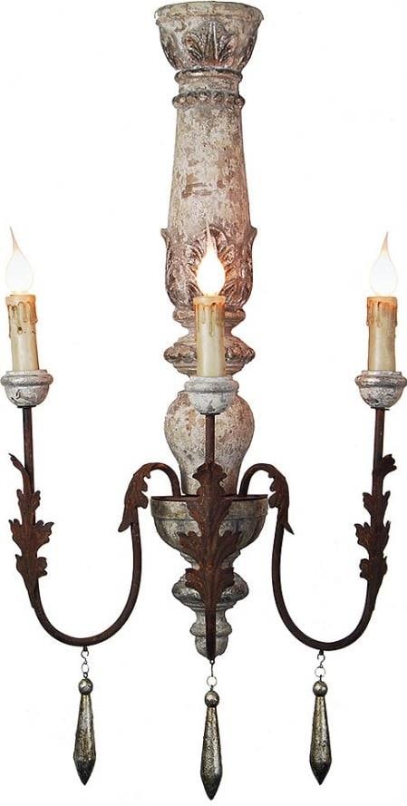 Provence Home 3-Arm Sconce Light Distressed Silver (1 of 2)