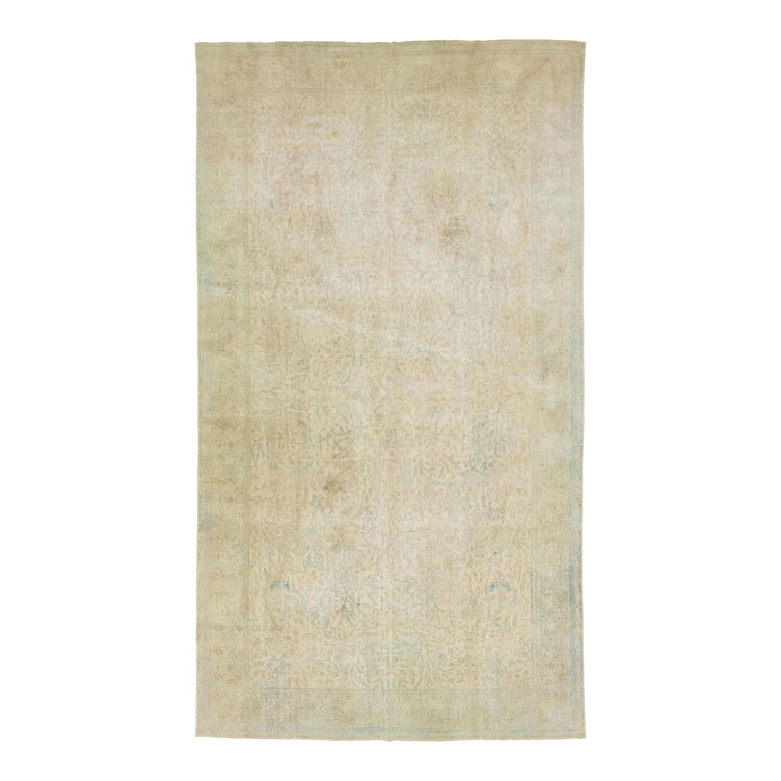 Antique 1910s Indian Agra Wool Rug 10'9 x 19'4 Floral Design (1 of 9)