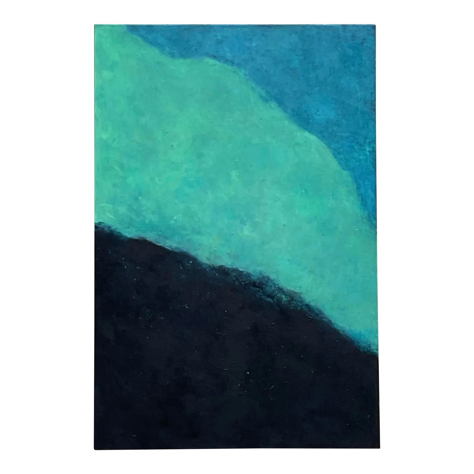 Vintage Monumental Teal Abstract Oil Canvas Art Boho Decor 44x60: Vintage Monumental Teal Abstract Oil Canvas Art Boho Decor 44x60 Experience the captivating essence of this vintage monumental abstract oil painting, a stunning representation of boho artistry. The so