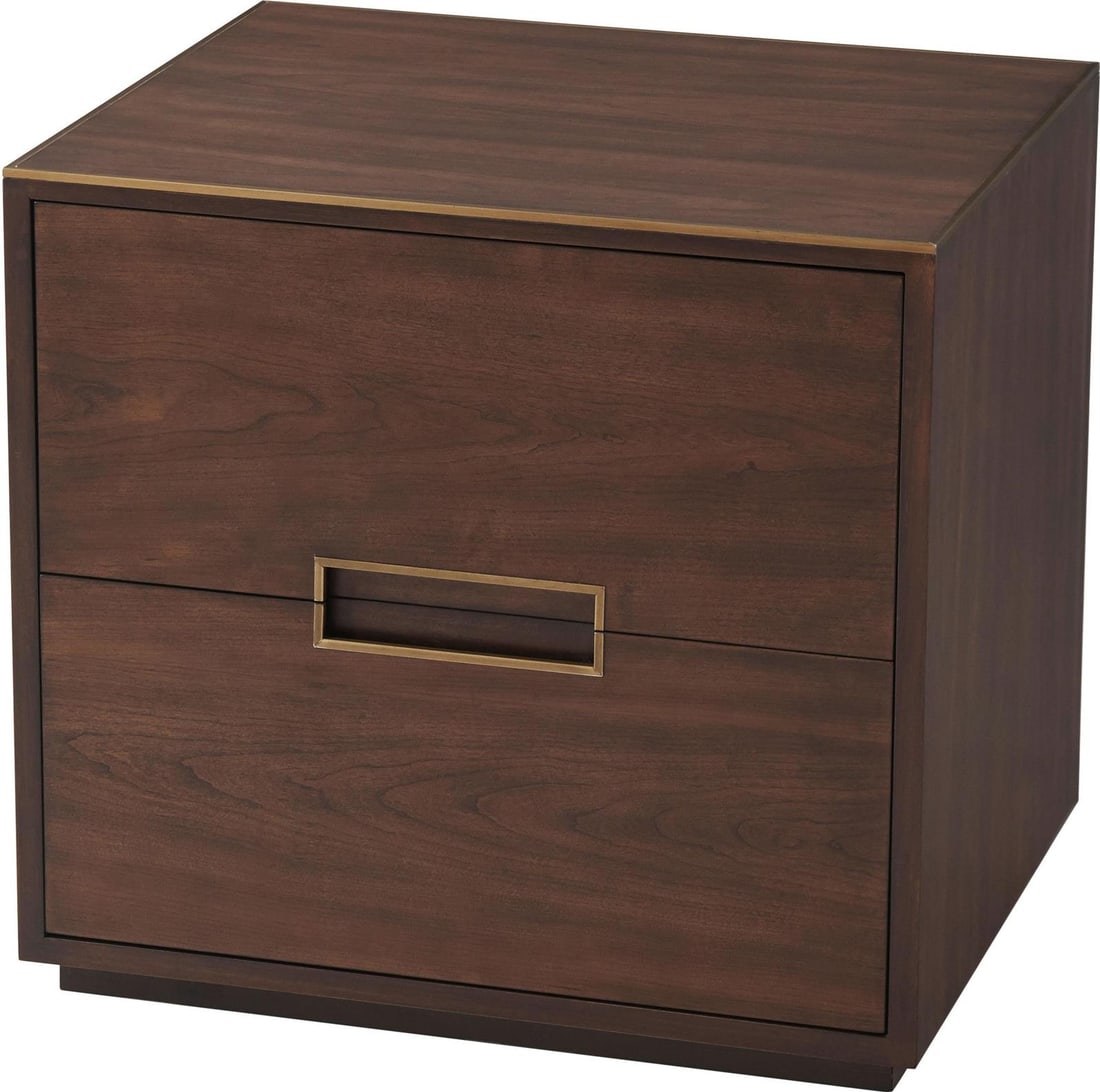 Theodore Alexander Almond Finish Night Stand with Soft-Closing Drawers: Theodore Alexander Almond Finish Night Stand with Soft-Closing Drawers Enhance your bedroom with this elegant Chic Almond Finish Night Stand, designed to complement sophisticated decor. This small rec