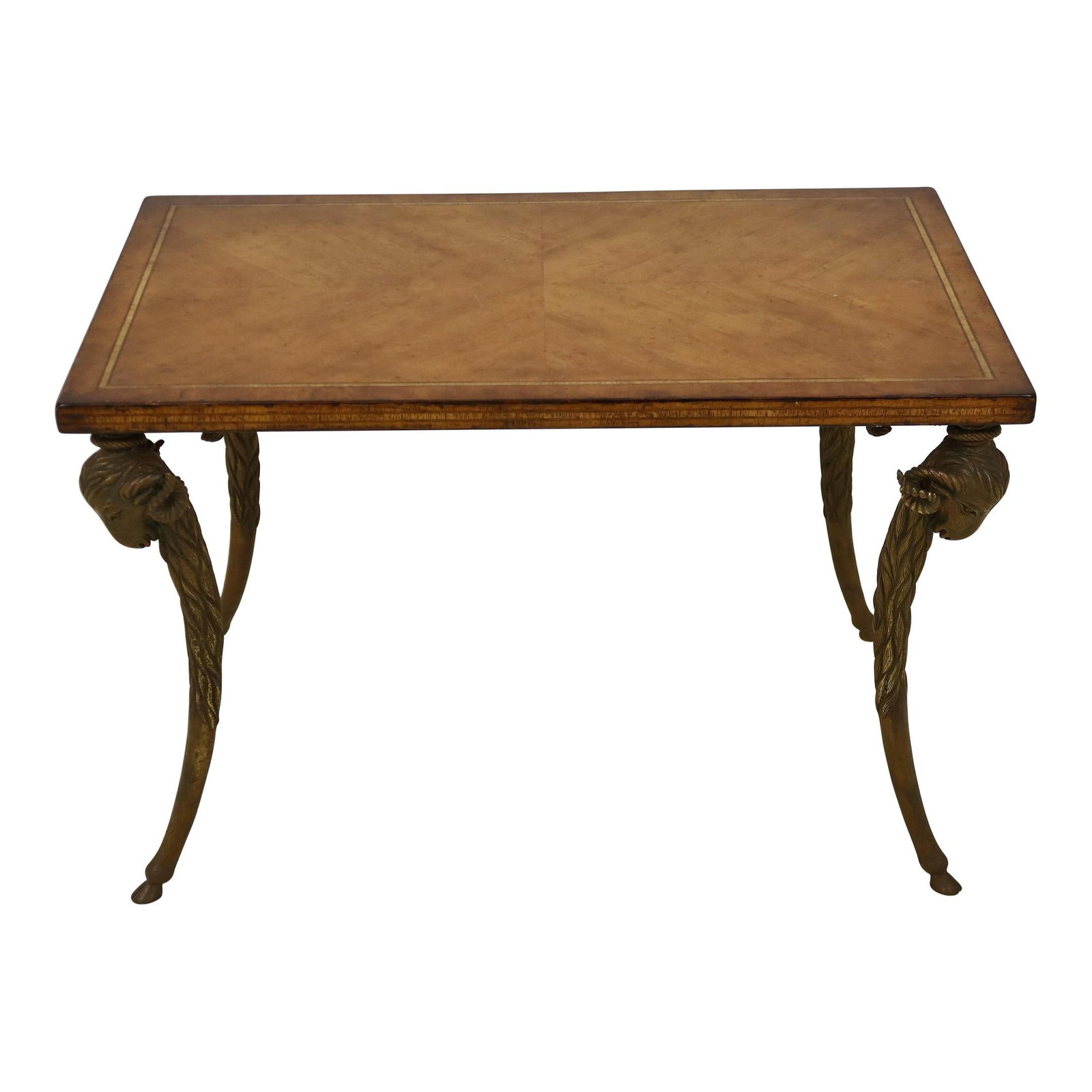 Regency Coffee Table with Bronze Rams Head Base Satinwood Finish (1 of 10)