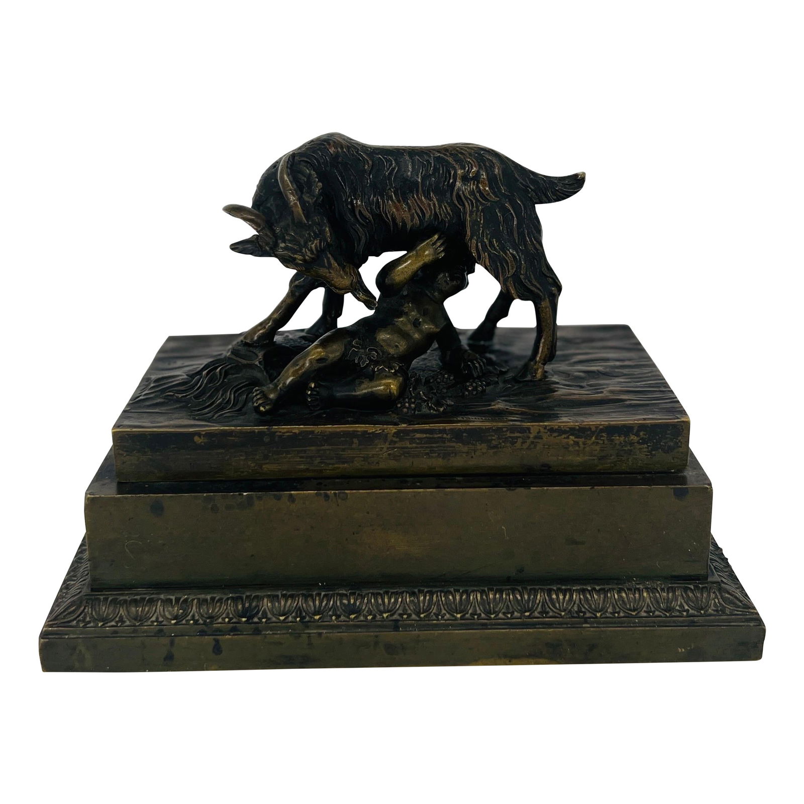Antique French Bronze Inkwell 'Looking for Milk' 1880 Rococo Style: Antique French Bronze Inkwell 'Looking for Milk' 1880 Rococo Style This exquisite French bronze inkwell, titled "Looking for Milk," dates back to circa 1880 and is reminiscent of the style of Henri Pi