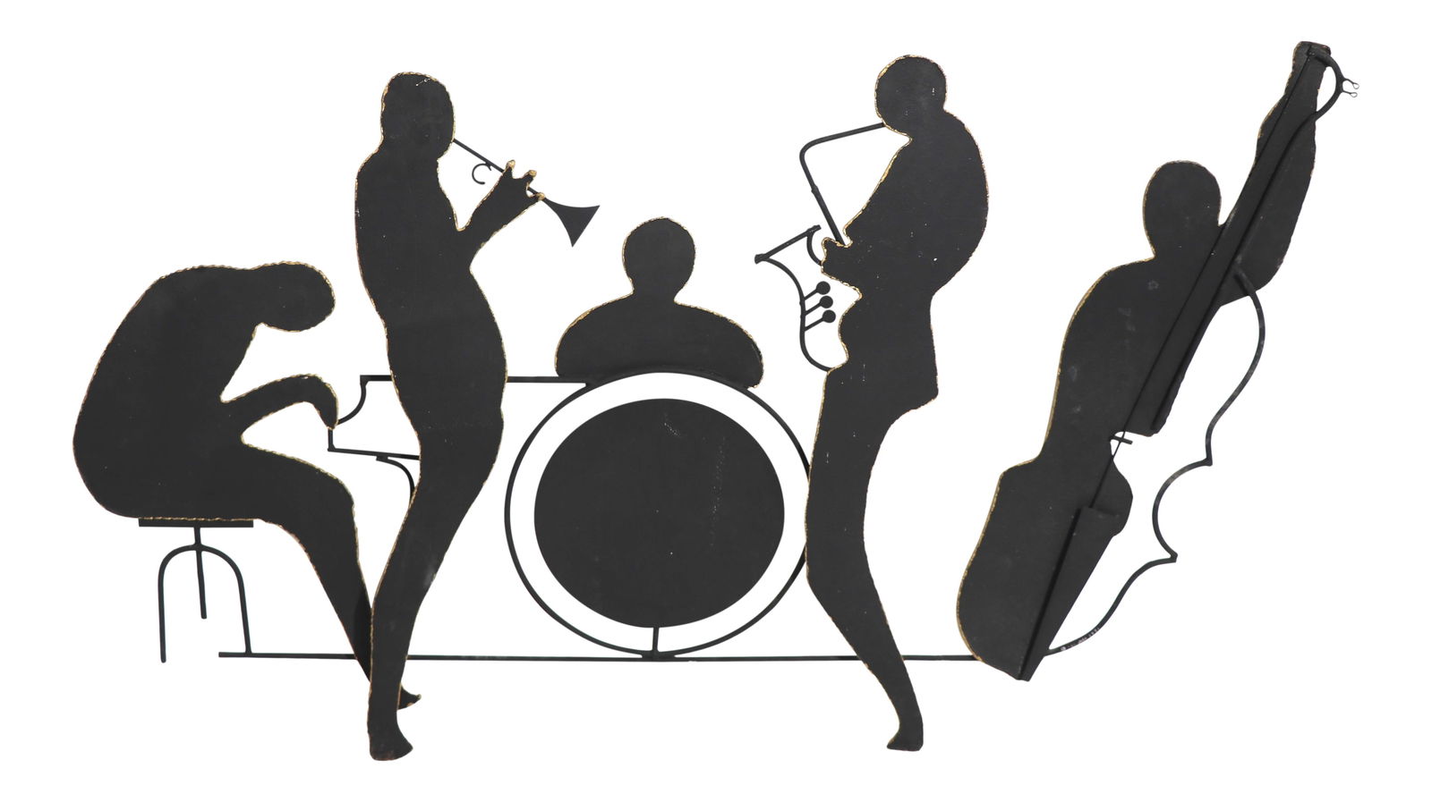 Brutalist Wall Sculpture Jazz Band by Jere 1991 Black Gold Finish (1 of 8)