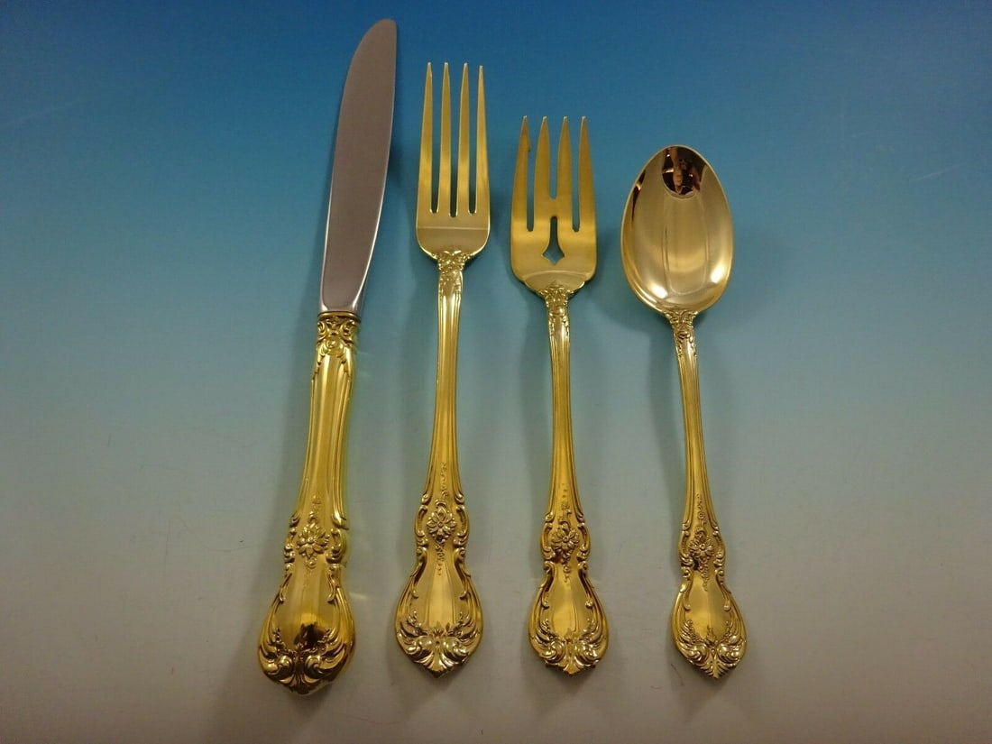 Towle Old Master Vermeil Sterling Silver 4pc Place Setting Gold: Towle Old Master Vermeil Sterling Silver 4pc Place Setting Gold Enhance your dining experience with this exquisite Old Master Vermeil by Towle 4-piece regular place setting. Crafted from sterling silv