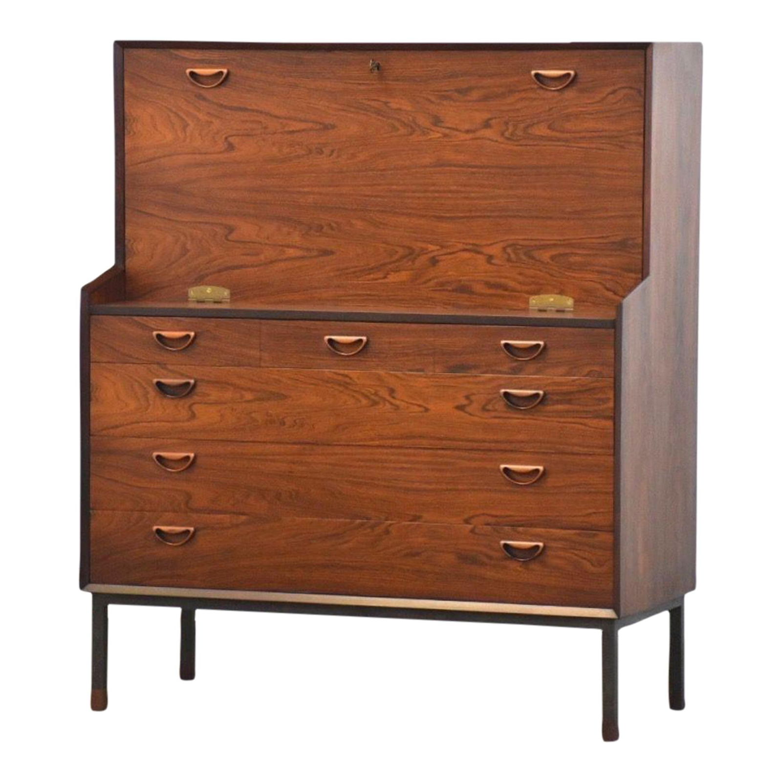 Mid-Century Modern Rosewood Secretary Desk by Hvidt & Molgaard-Nielsen: Mid-Century Modern Rosewood Secretary Desk by Hvidt & Molgaard-Nielsen This stunning mid-century modern secretary desk, designed by Peter Hvidt and Orla Molgaard-Nielsen for Soborg Mobler, showcases t