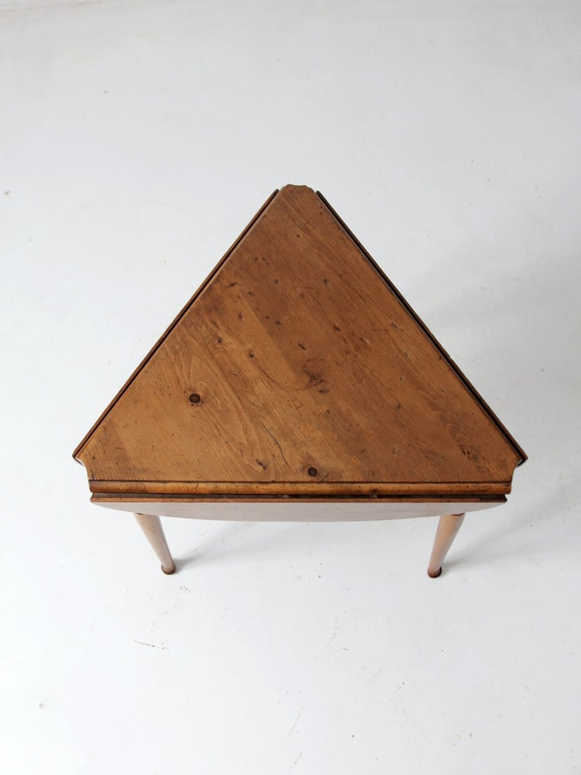 Vintage Mid Century Triangular Drop Leaf End Table - 3