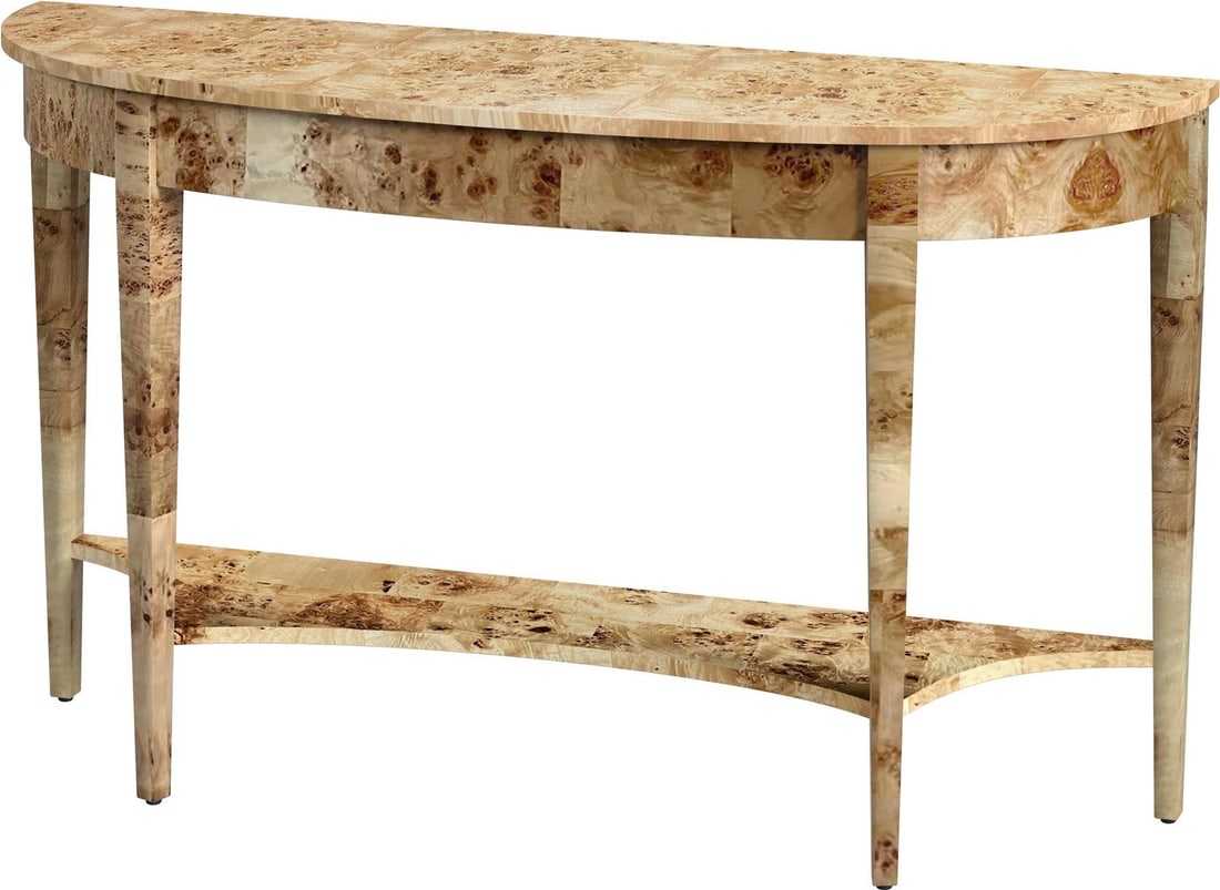 Butler Astor Console Table Light Burl Brown Demilune (1 of 7)