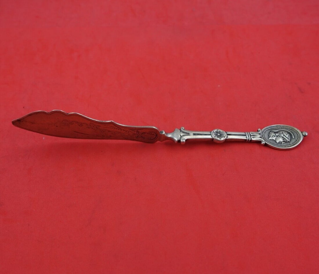 Wendt Medallion Sterling Silver 7.5" Master Butter Knife Bright-Cut Twist Handle (1 of 3)