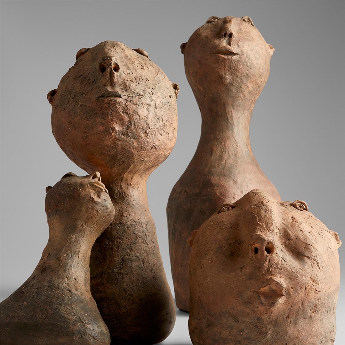 Cyan Rustic Resin Sculpture Eclectic Abstract Java 17.5" - 7