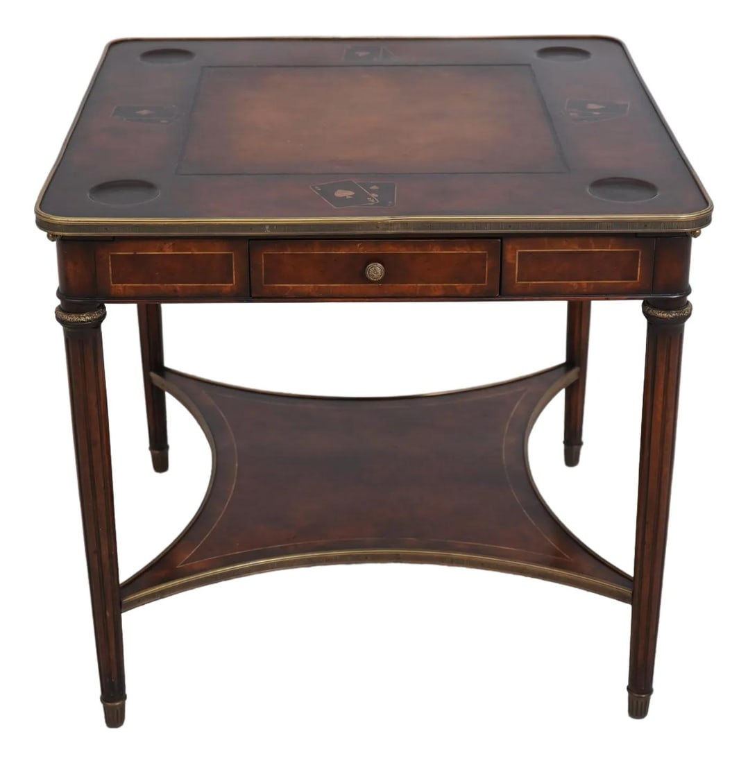 Theodore Alexander Leather Top Games Table with Inlaid Details (1 of 10)