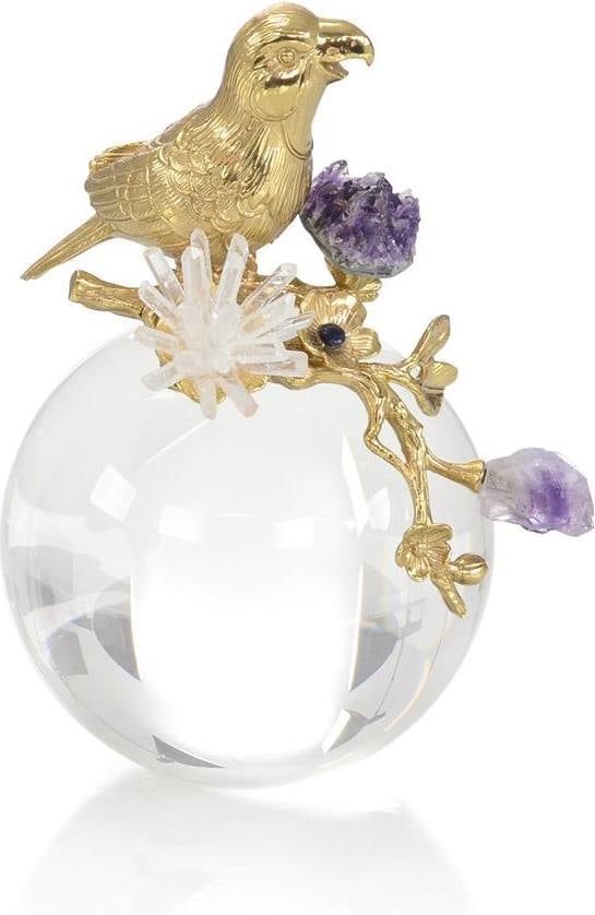John-Richard Victorian Style Amethyst Brass Parrot Sculpture: John-Richard Victorian Style Amethyst Brass Parrot Sculpture Elevate your decor with this exquisite John-Richard Crystal and Brass Parrot Ornament, a stunning parrot sculpture that embodies Victorian