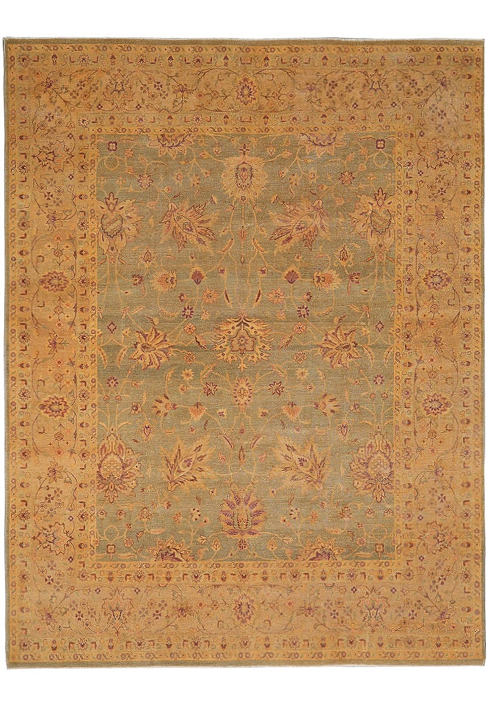 8 x 10.4 Zigler Chobi Hand-Knotted Wool Rug Handmade in Pakistan: 8 x 10.4 Zigler Chobi Hand-Knotted Wool Rug Handmade in Pakistan Free continental US Shipping This handmade Zigler Chobi area rug from Pakistan features a warm color palette with green as the main col