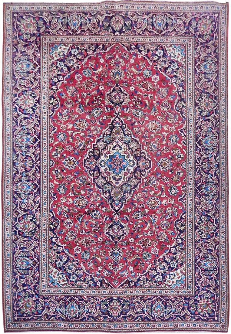Handcrafted Red Persian Kashan Rug 6'7 x 9'8 Traditional Design (1 of 6)