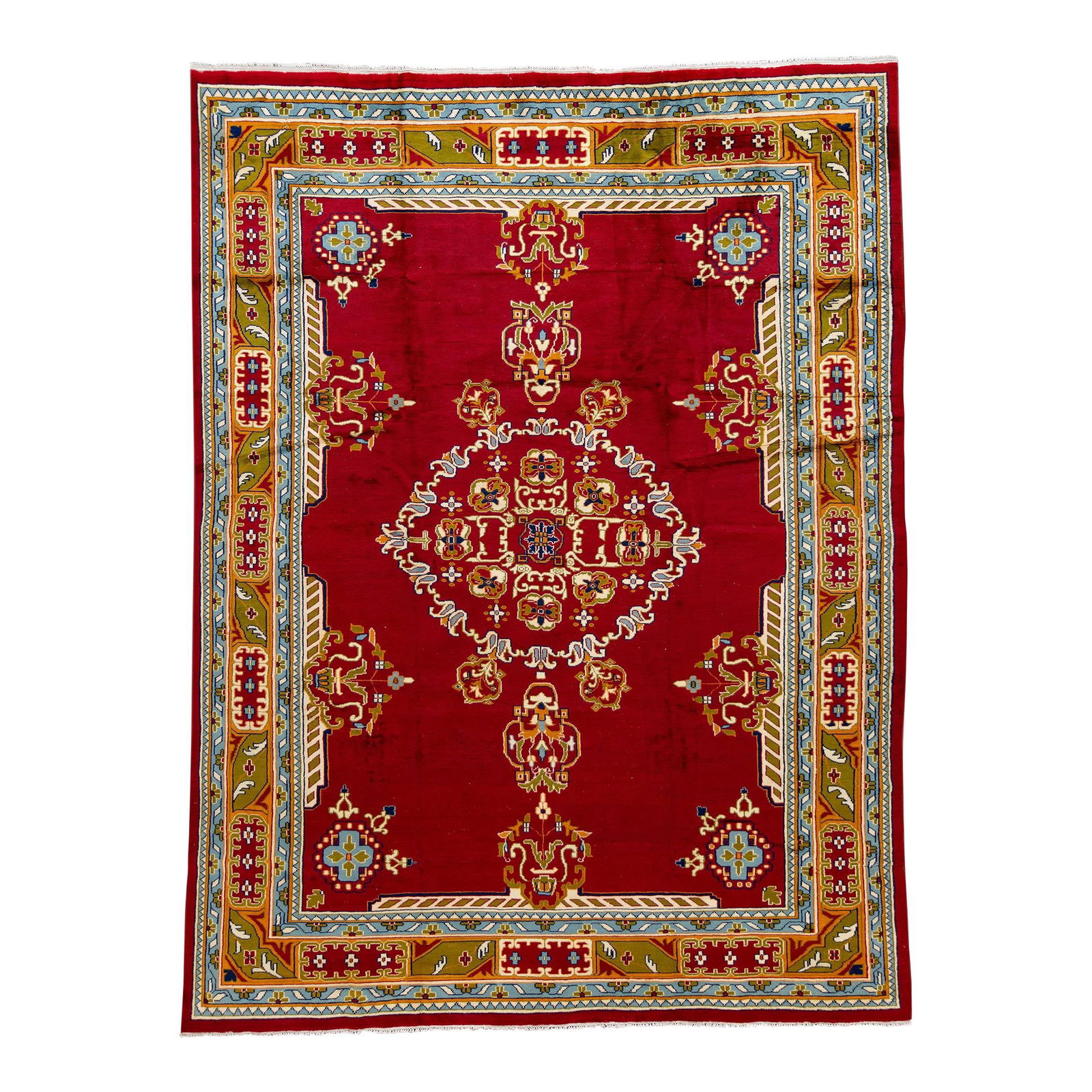 Vintage Persian Hand-Knotted Red Wool Rug 8'10 x 11'9 (1 of 10)