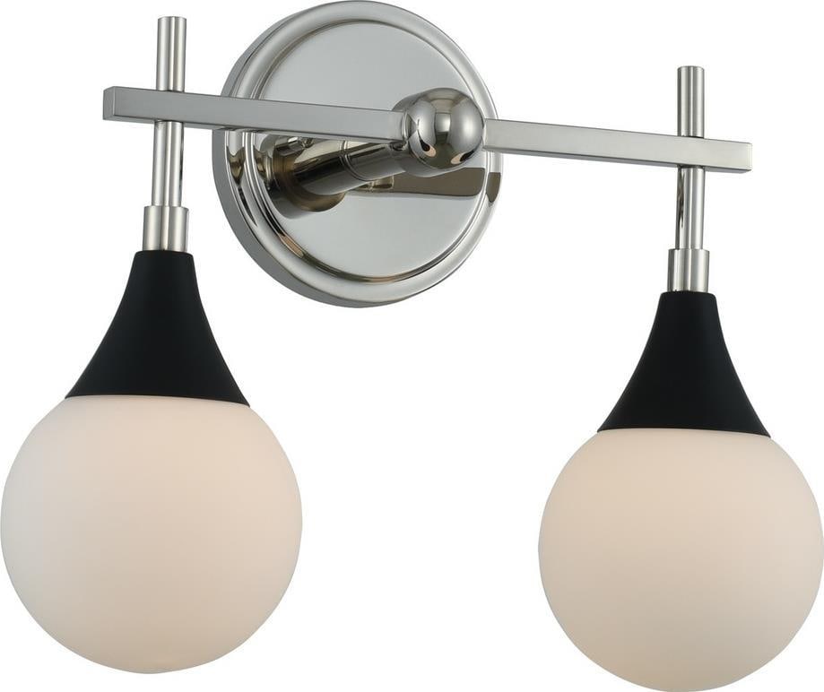 Kalco Bogart 2-Light Matte Black Nickel Bath Light Mid-Century Modern: Kalco Bogart 2-Light Matte Black Nickel Bath Light Mid-Century Modern Illuminate your space with this Elegant Matte Black & Nickel Bath Light, designed in a stylish Mid-Century Modern style. This fixt