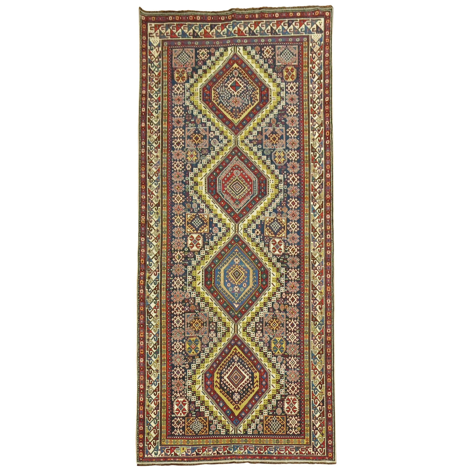 Rare 19th Century Tribal Caucasian Shirvan Gallery Rug 4'9" x 10'6" (1 of 7)