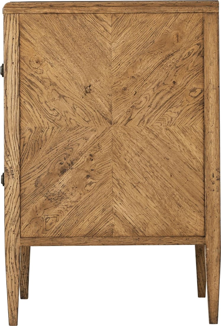 Theodore Alexander Nova Dawn Finish Mirrored Nightstand 28.5H 24W 19D: Theodore Alexander Nova Dawn Finish Mirrored Nightstand 28.5H 24W 19D This stylish nightstand features a unique dawn finish and a striking mirrored design, perfect for adding a touch of elegance to an