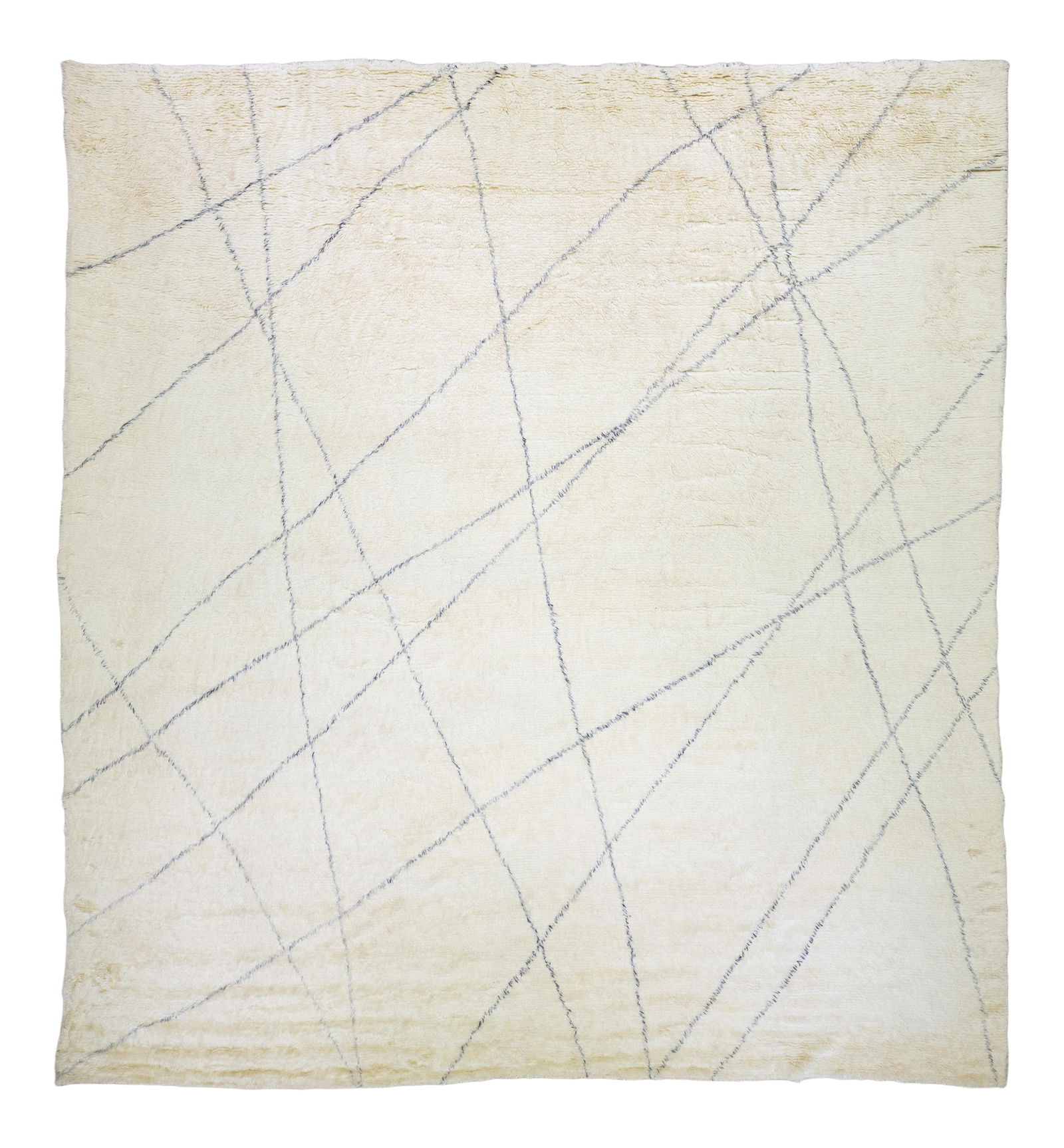 Oversized Ivory Gray Tribal Motif Wool Rug Modern Moroccan Style: Oversized Ivory Gray Tribal Motif Wool Rug Modern Moroccan Style Enhance your space with this beautiful handmade Moroccan style wool rug, featuring an ivory field adorned with gray accents and a