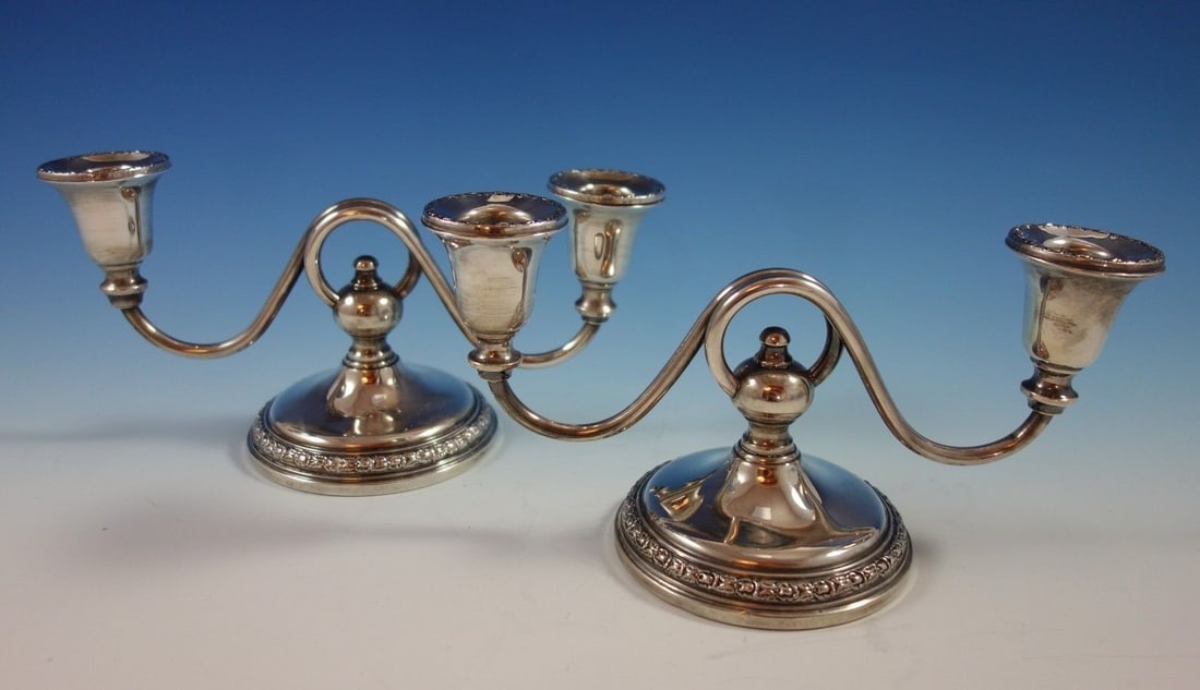 Frank Whiting Talisman Rose Sterling Silver 2pc Candlestick Set (1 of 9)