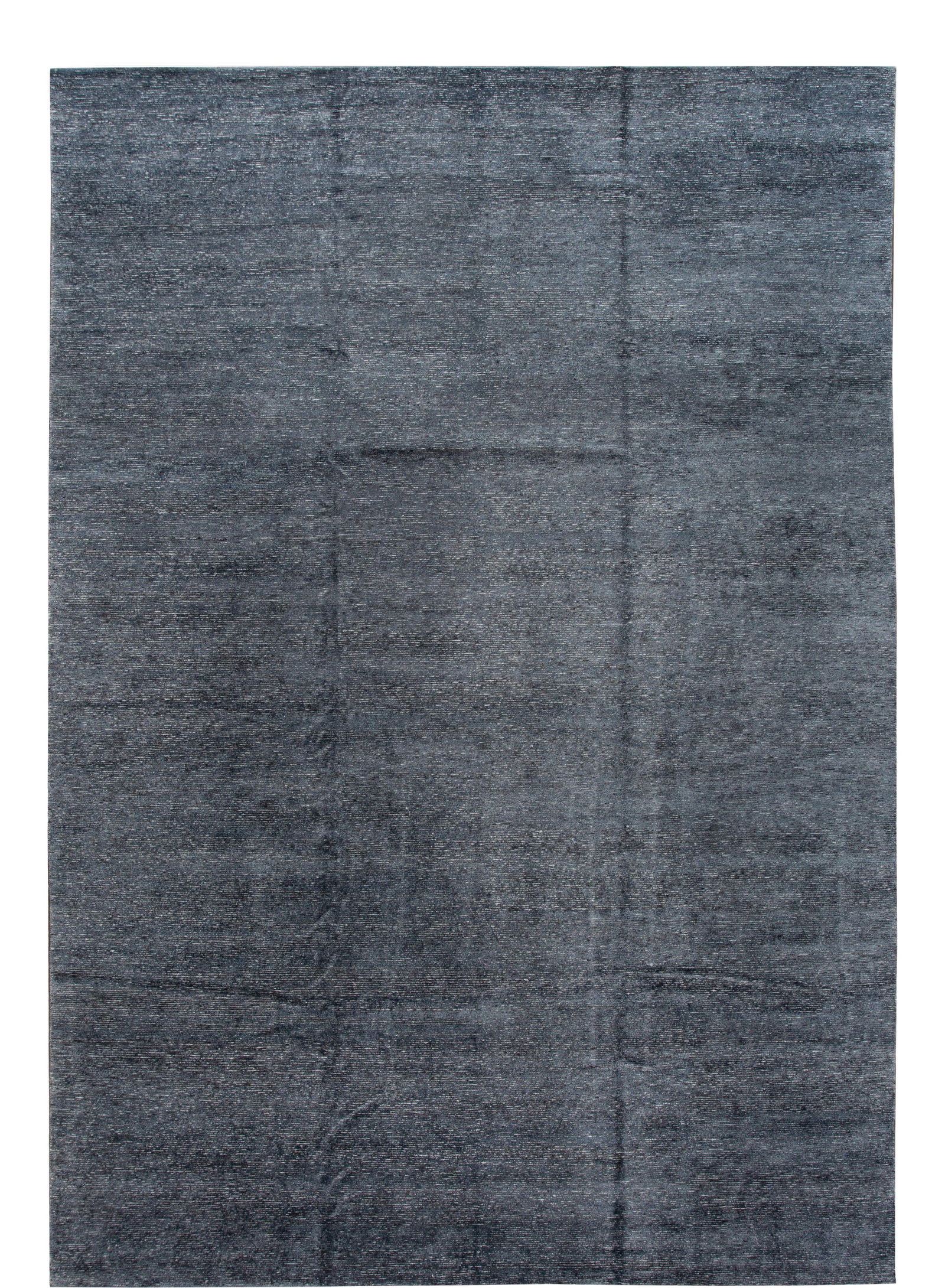 21st Century Indian Wool Silk Rug Blue Grey Stripes 11'0 x 16'0: 21st Century Indian Wool Silk Rug Blue Grey Stripes 11'0 x 16'0 This stunning 21st century Indian rug showcases a luxurious blend of wool and silk, featuring an elegant blue and grey all-over striped