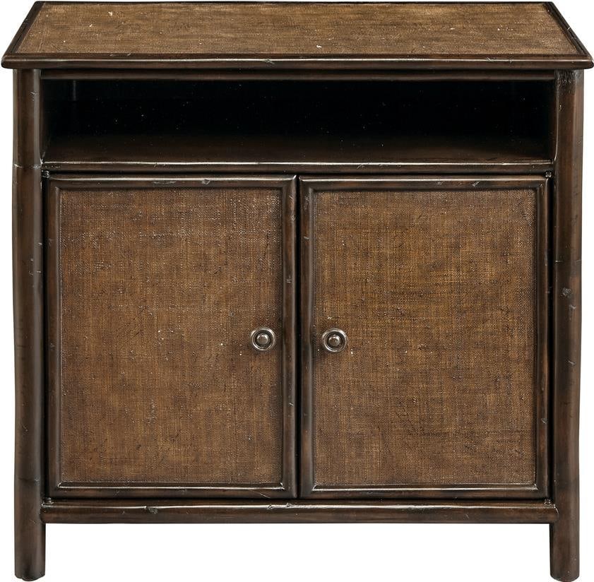Port Eliot Espresso Rattan Wood Cabinet with Open Shelf (1 of 1)