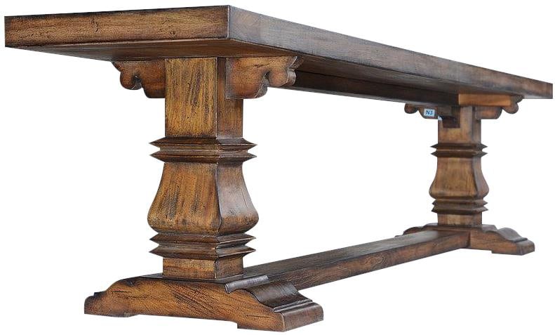 Rustic Pecan Solid Wood Tuscan Harvest Backless Bench - 4