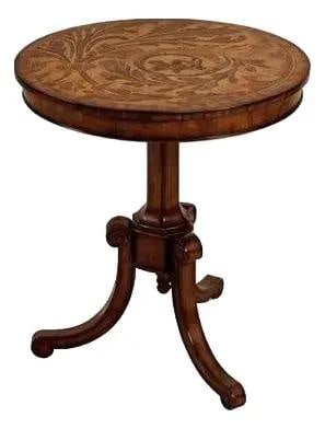 Round Marquetry Table with Tripod Base Mahogany Finish Model MS-3030-844 (1 of 9)