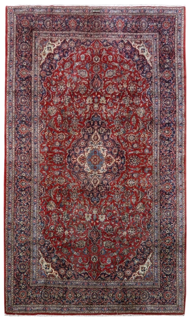 10' x 17.1' Red Hand-knotted Signed Kashan Persian Rug: 10' x 17.1' Red Hand-knotted Signed Kashan Persian Rug Free continental US Shipping This stunning 10' x 17' 1" Red Hand-knotted Persian Kashan Rug is a true masterpiece, handcrafted by skilled Persian
