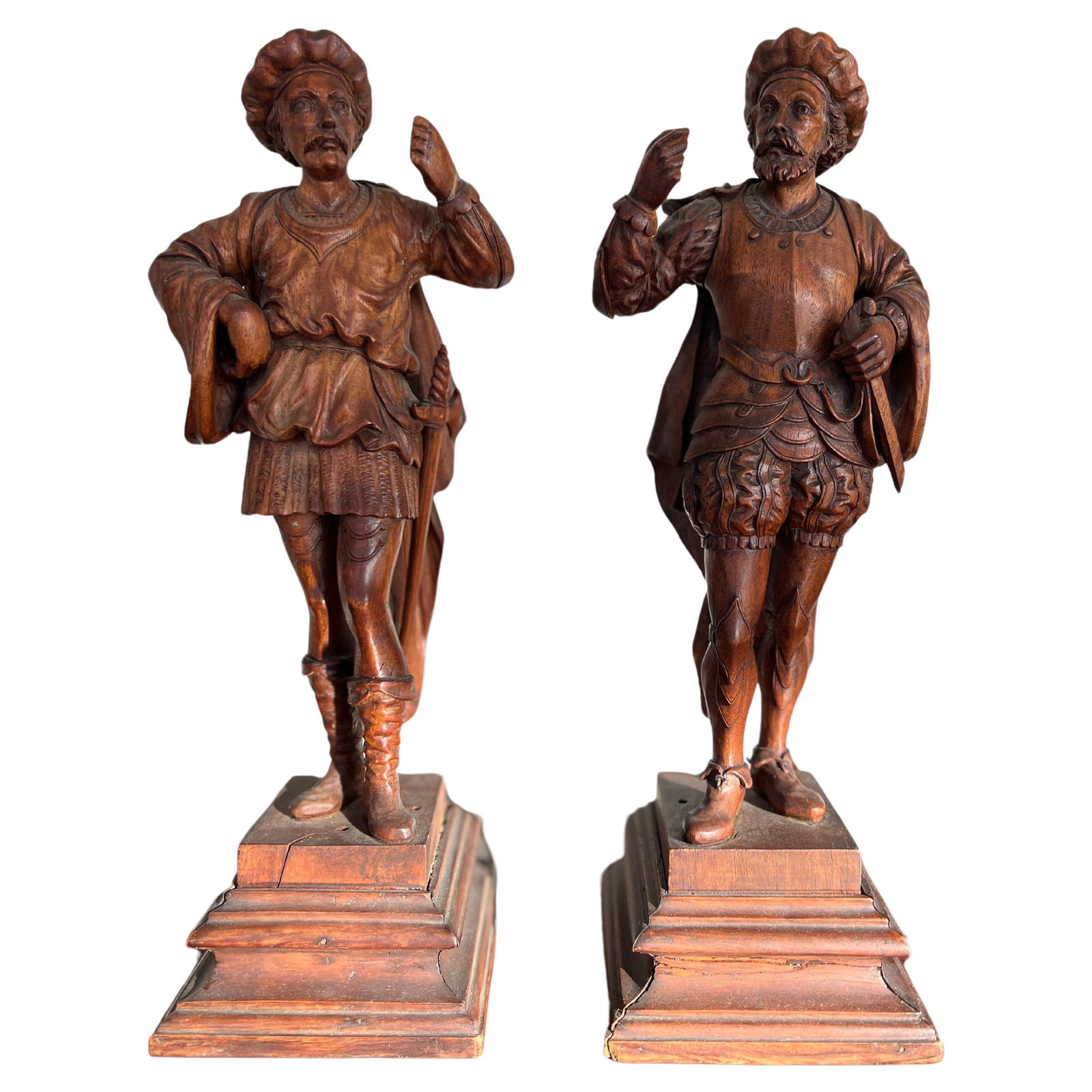19th Century Baroque Walnut Figures of Spanish Conquistadors Set of 2 (1 of 11)