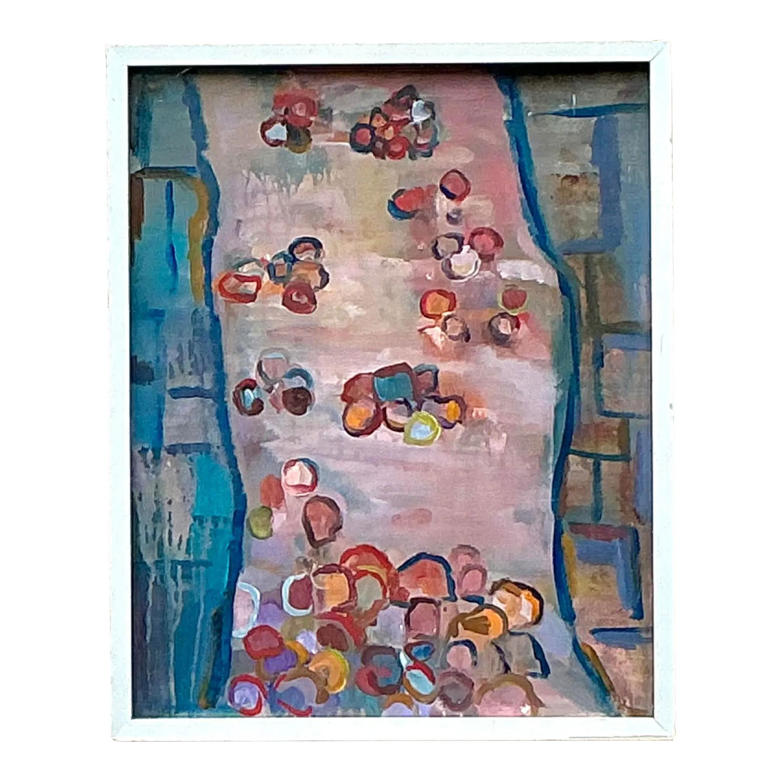 Vibrant Vintage Boho Abstract Oil on Canvas Framed Art 17 x 21: Vibrant Vintage Boho Abstract Oil on Canvas Framed Art 17 x 21 Enhance your home with this vibrant Vintage Boho Original Abstract Oil on Canvas. This original artwork features expressive brushwork and