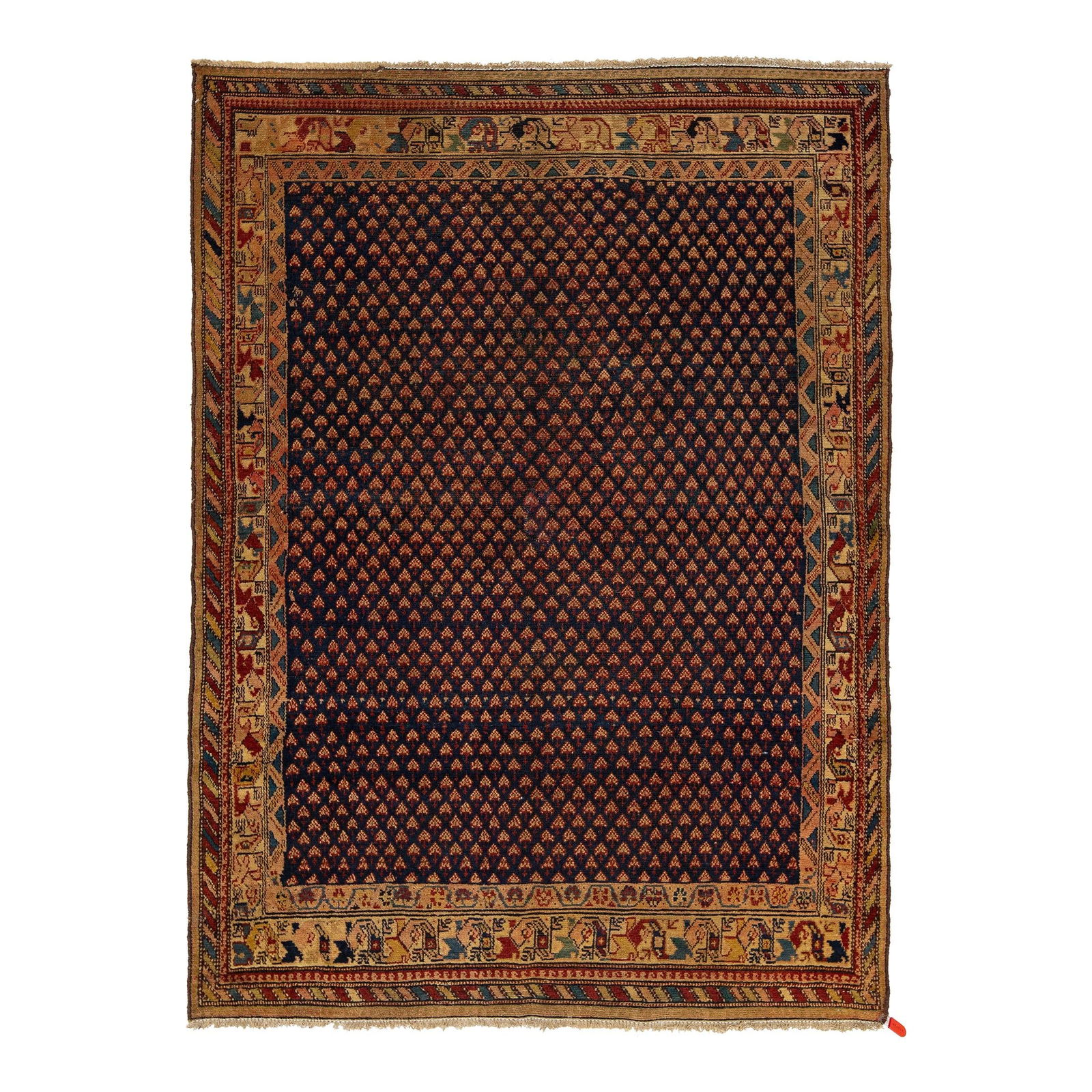 Handmade 20th Century Blue Malayer Persian Wool Rug 4'6 X 6'3 (1 of 8)