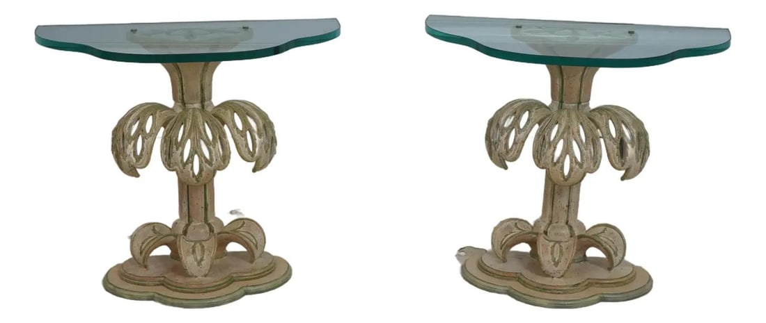 Elegant Pair of Venetian Glass Top End Tables 40 Years Old (1 of 10)