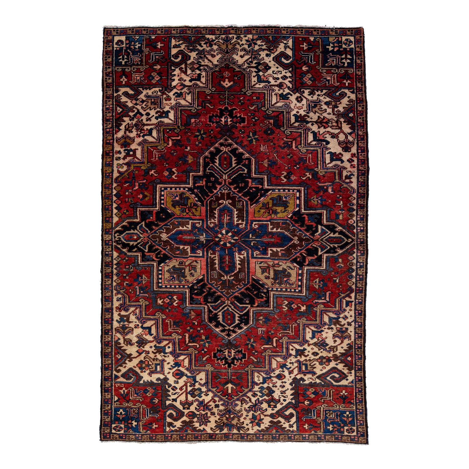Vintage Persian Tabriz Red Wool Medallion Rug 5'8 x 9 (1 of 8)