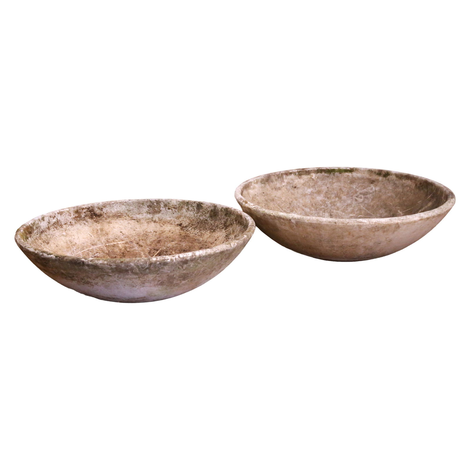 Set of 2 Willy Guhl Eternit Swiss Saucer Concrete Planters Mid-Century Modern: Set of 2 Willy Guhl Eternit Swiss Saucer Concrete Planters Mid-Century Modern This pair of vintage planters, designed by Willy Guhl for Eternit in Switzerland around 1960, exemplifies mid-century mode