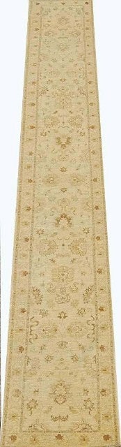 Handcrafted 2.6 x 17.8 Beige Chobi Peshawar Area Rug from Pakistan (1 of 1)
