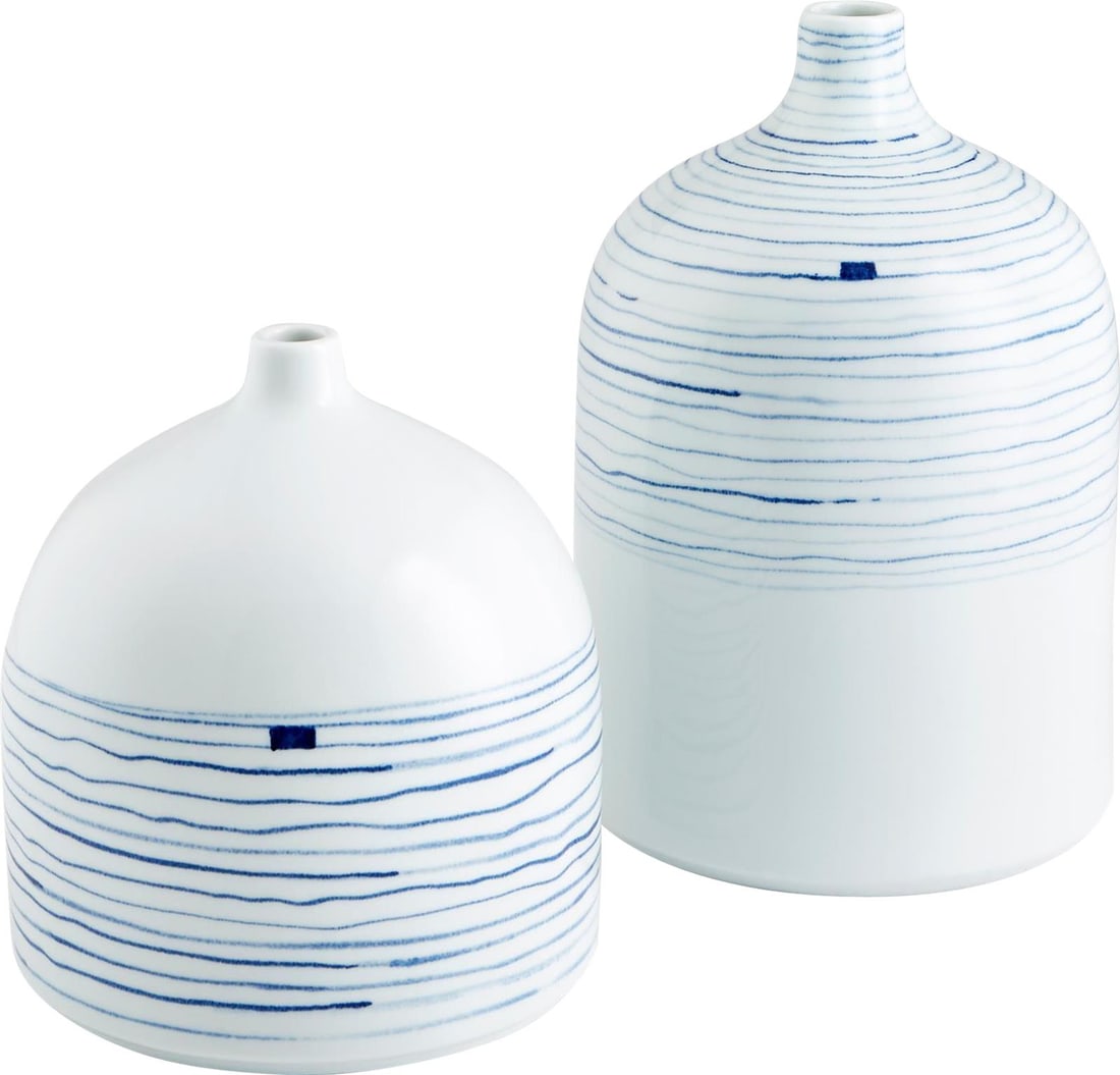 Cyan Whirlpool Blue Ceramic Vase 14.75H Coastal Style: Cyan Whirlpool Blue Ceramic Vase 14.75H Coastal Style Enhance your home decor with this mesmerizing blue spiral ceramic vase from the Whirlpool collection. Standing at 14.75 inches tall and featuring