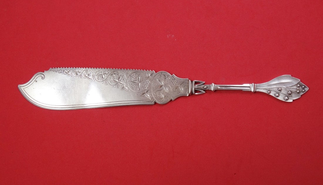 Wood & Hughes Lily of the Valley Sterling Silver Cake Saw 9 3/4 Inch Monogrammed (1 of 1)
