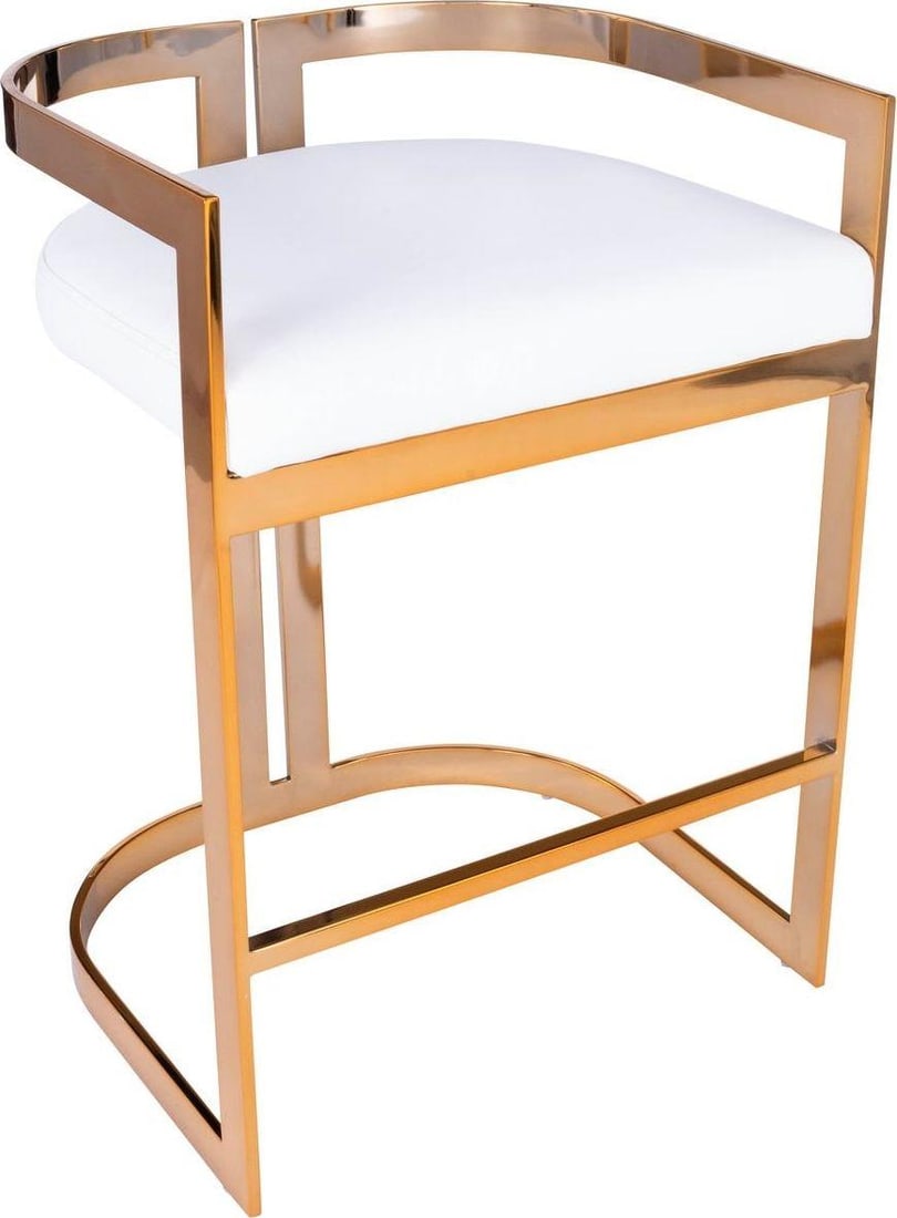 Butler Clarence Pillow Modern Gold Faux Leather Counter Stool: Butler Clarence Pillow Modern Gold Faux Leather Counter Stool Elevate your dining or kitchen space with this Modern Gold Faux Leather Counter Stool. Designed for both comfort and style, this stool fea