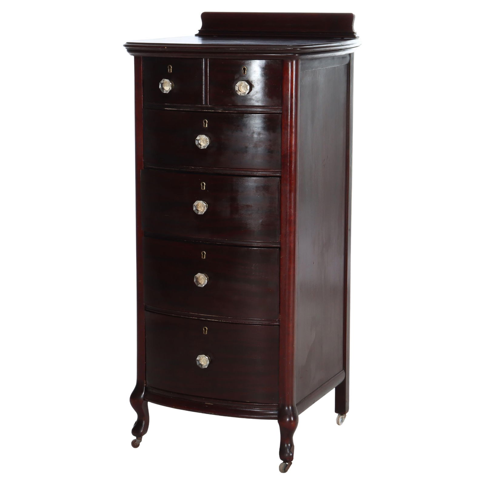 Mahogany Lingerie Chest Six Drawers Graduated Design Early 20th Century: Mahogany Lingerie Chest Six Drawers Graduated Design Early 20th Century This antique RJ Horner lingerie chest from circa 1920 features a classic six-drawer design with graduated drawer sizes. Crafted