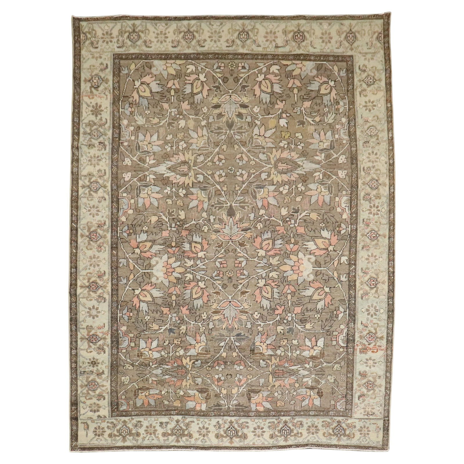 Zabihi Collection Brown Antique Persian Heriz Carpet 8'8 x 11'1 Hand-Knotted Wool Iran 1920s (1 of 10)