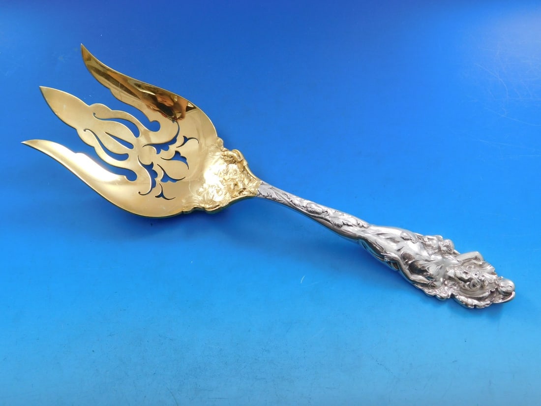 Reed & Barton Love Disarmed Sterling Silver Serving Fork 11" Art Nouveau 3-Tine (1 of 6)