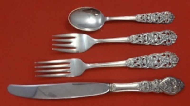 Th. Marthinsen Valdres .830 Silver 4-Piece Dinner Place Setting (1 of 2)